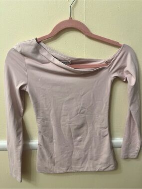 Aritzia Pale Pink Long Sleeve Boatneck Top